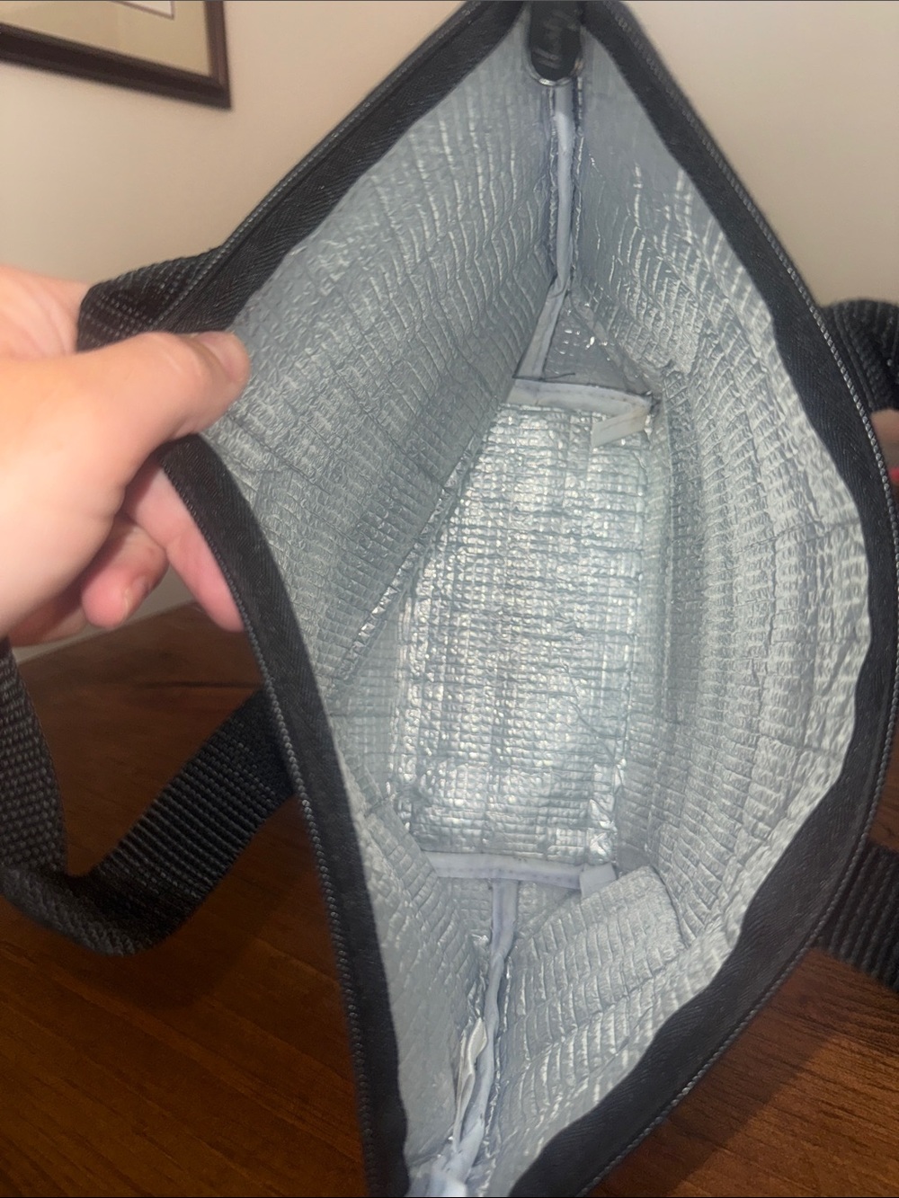 thirty-one Black and White Polka lunch Tote with Floral Top - Picture 5 of 14